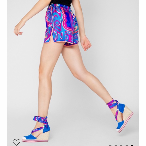 EMILIO PUCCI LONDON TIKI PRINT TWILL ESPADRILLES W/REMOVABLE SCARF IN CORAL - Picture 13 of 14